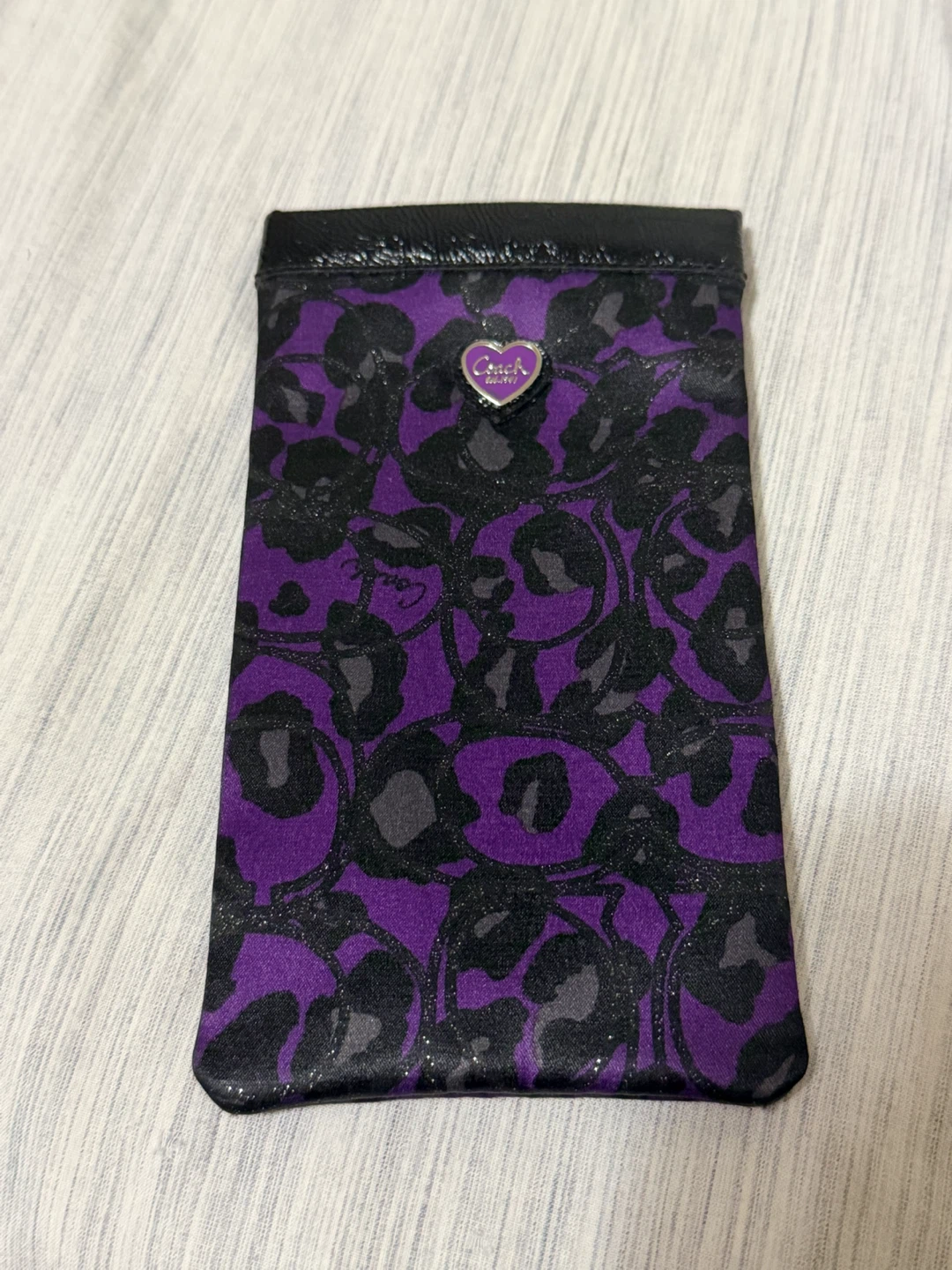 y2k Coach Purple Leopard Print Sunglass Pouch