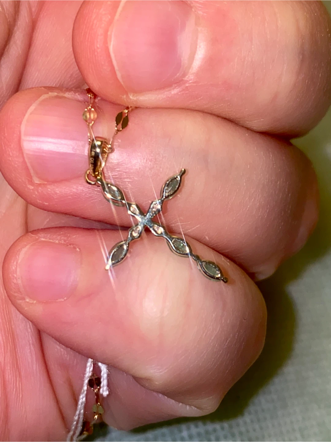 14K Gold Emerald and Diamond Cross Necklace - photo 5