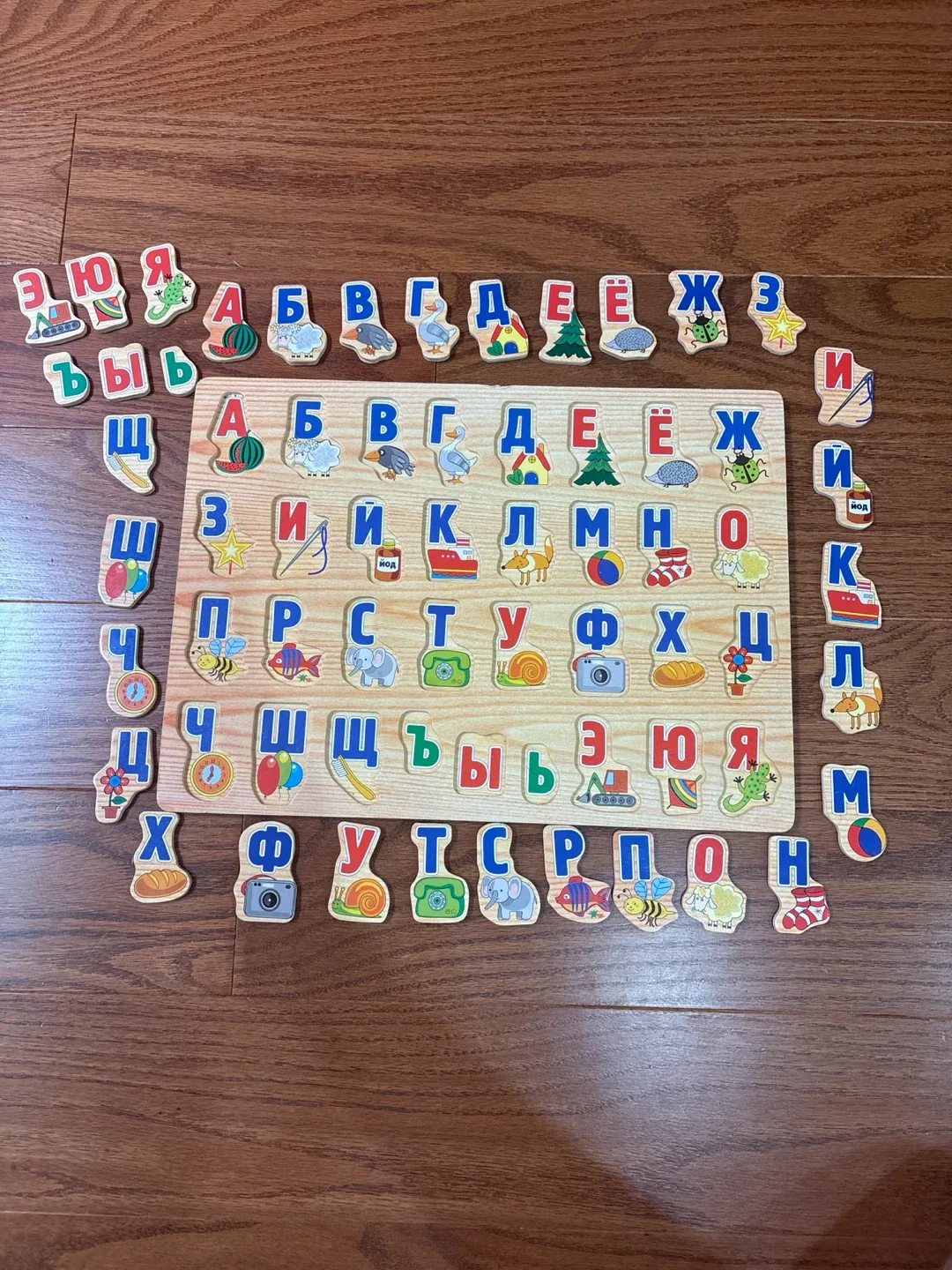 Wooden Russian Alphabet Board with Puzzle Pieces - photo 2