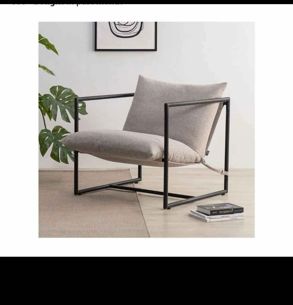 Metal Framed Armchair with Shredded Foam Cushioning, Oatmeal