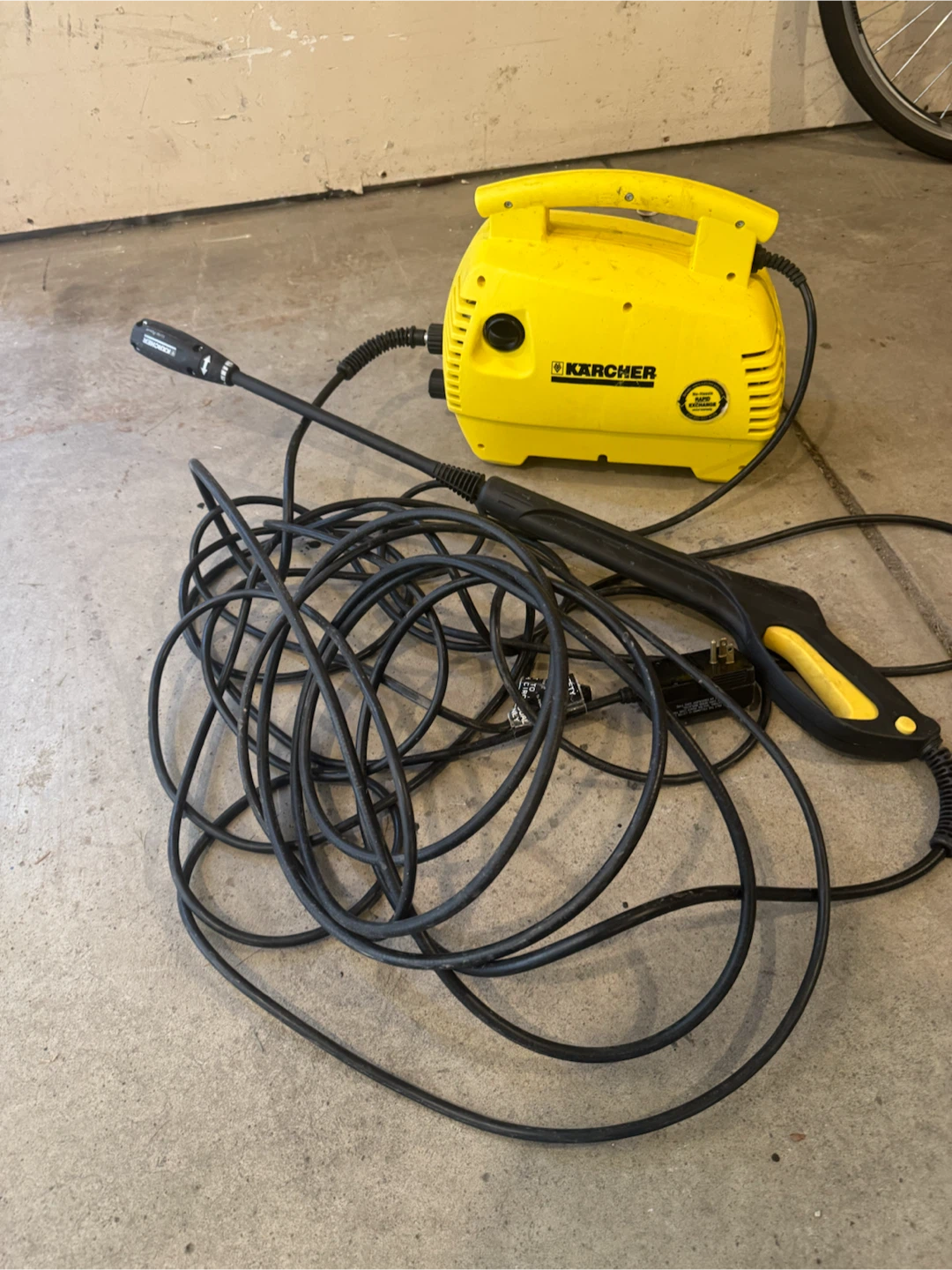 Karcher Pressure Washer with hose and gun.
