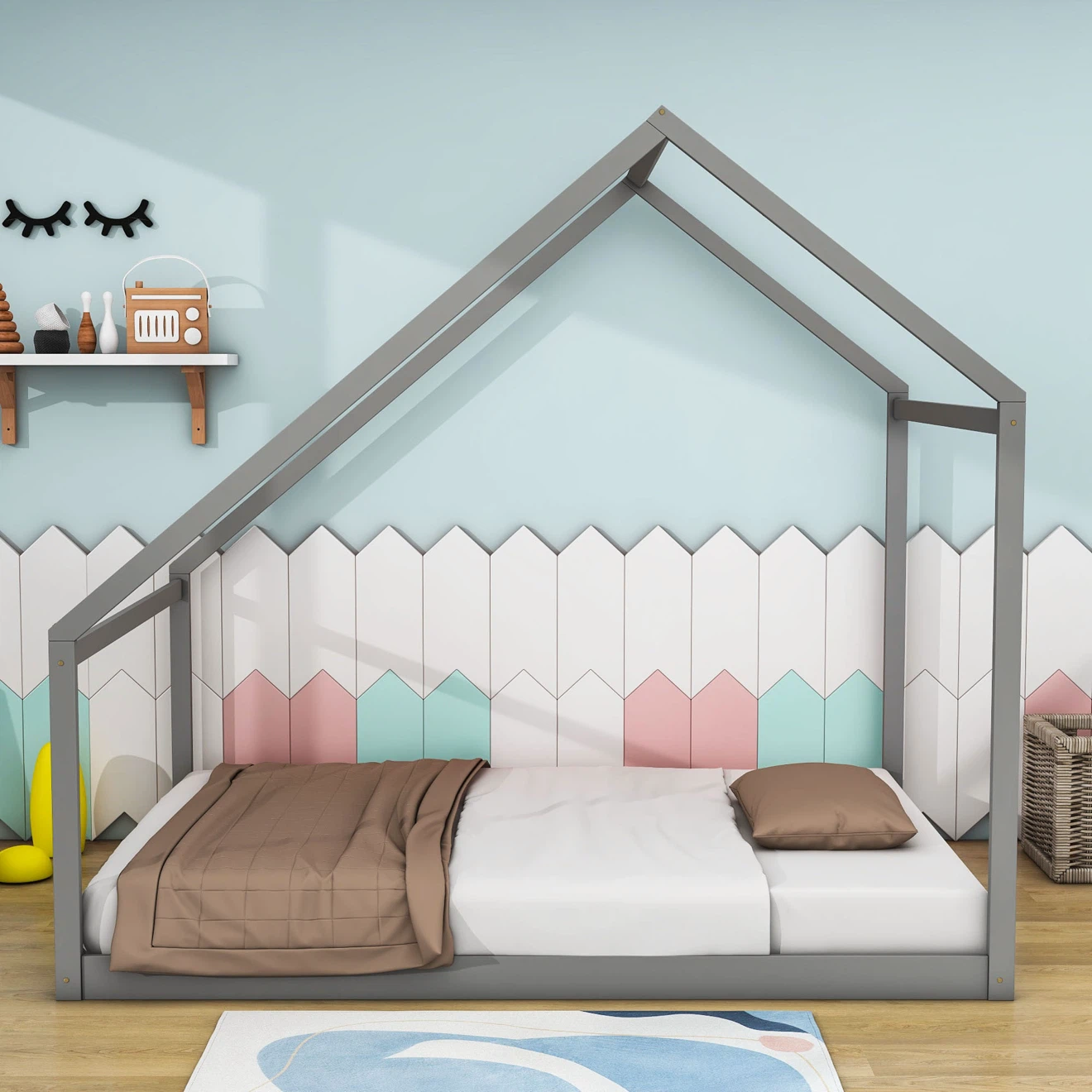 Grey House Frame - Montessori Bed