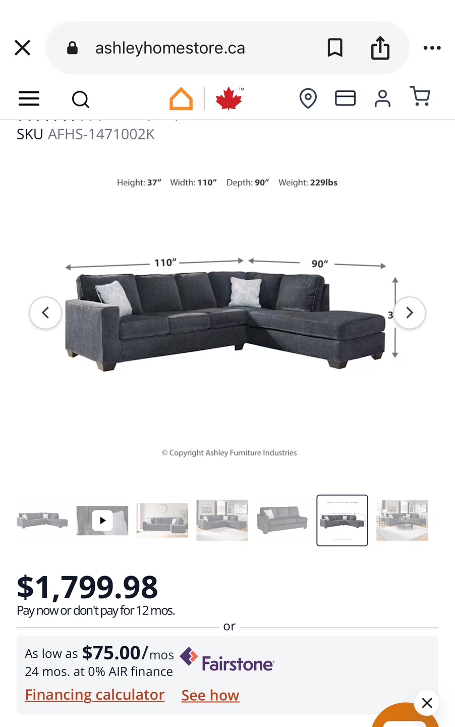 Dark Grey Sectional Sofa