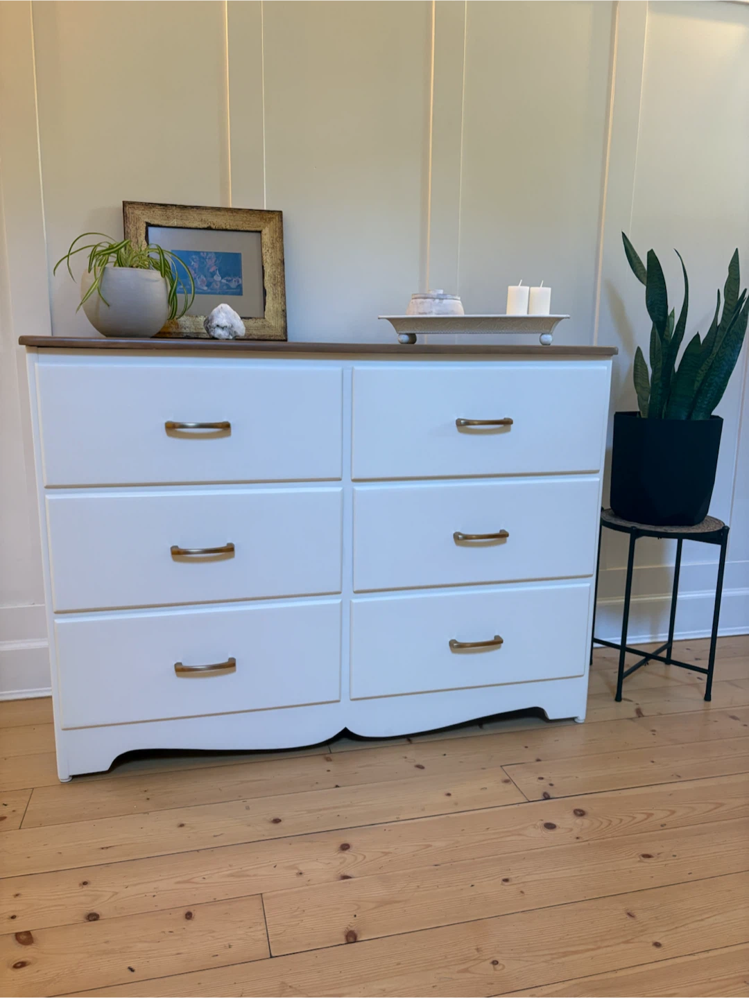 Refinished Maple Wood 6-Drawer Dresser with Wood Top