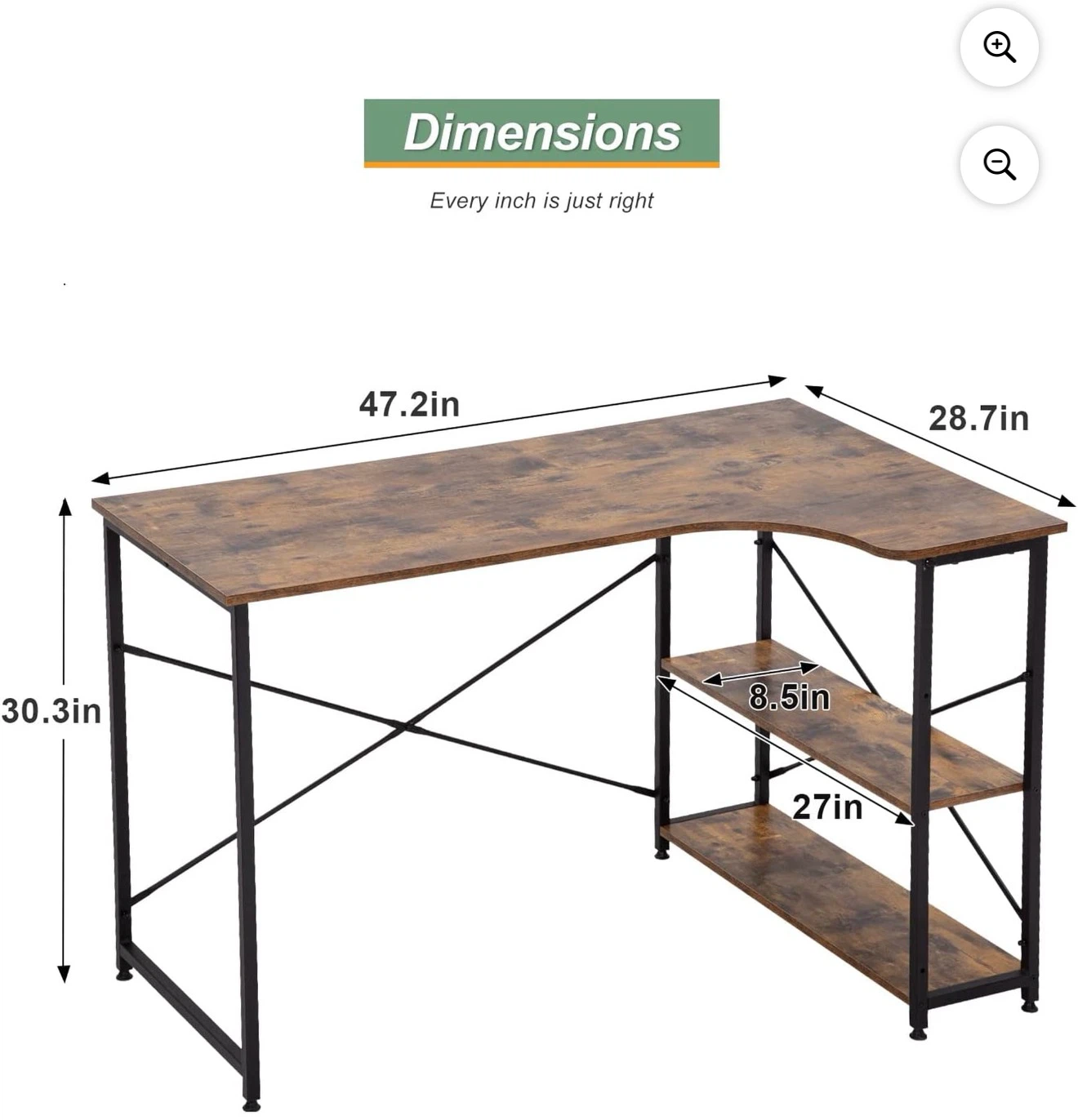 Rustic L-Shaped Computer Desk with Shelves - photo 2