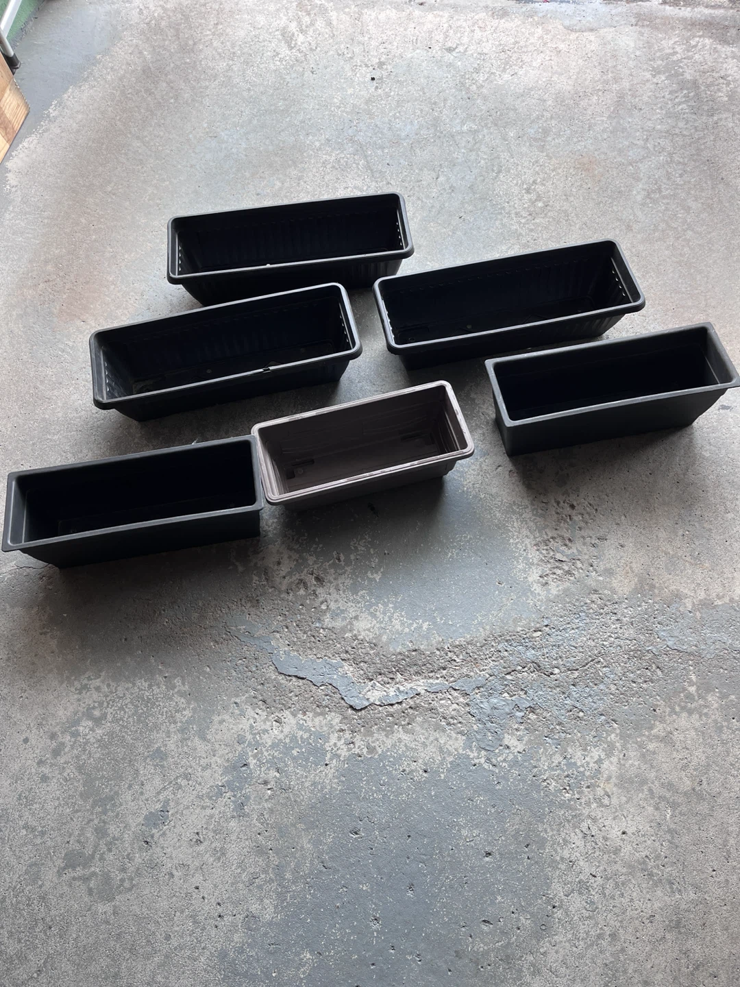 Set of 6 Black Rectangular Planters