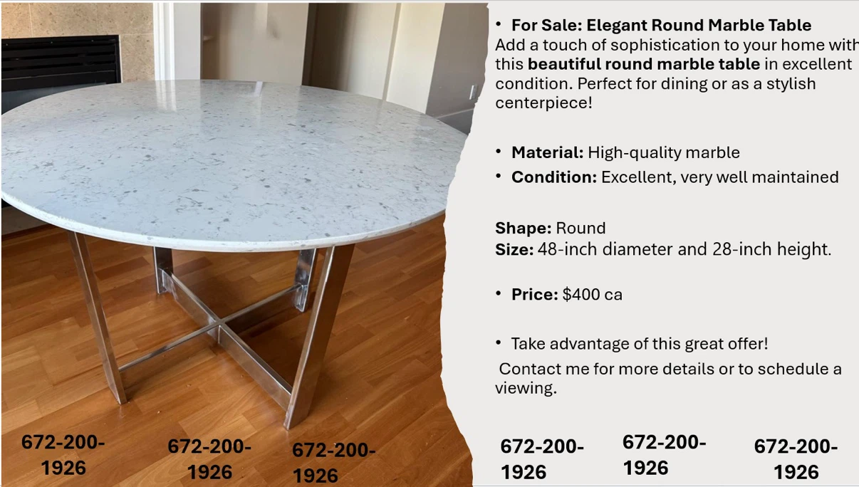 Elegant Round Marble Dining Table