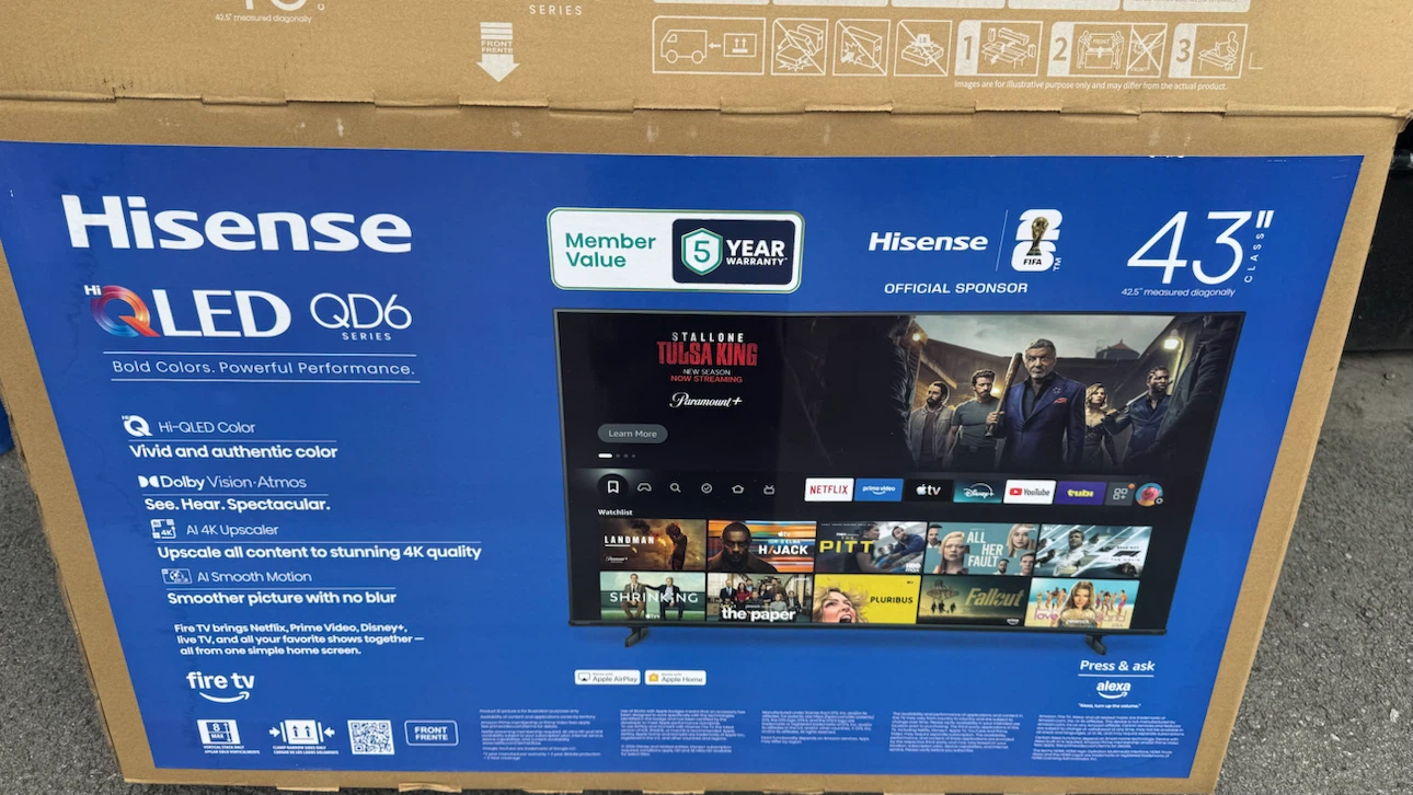 Empty Hisense 43" TV Box with Foam Inserts