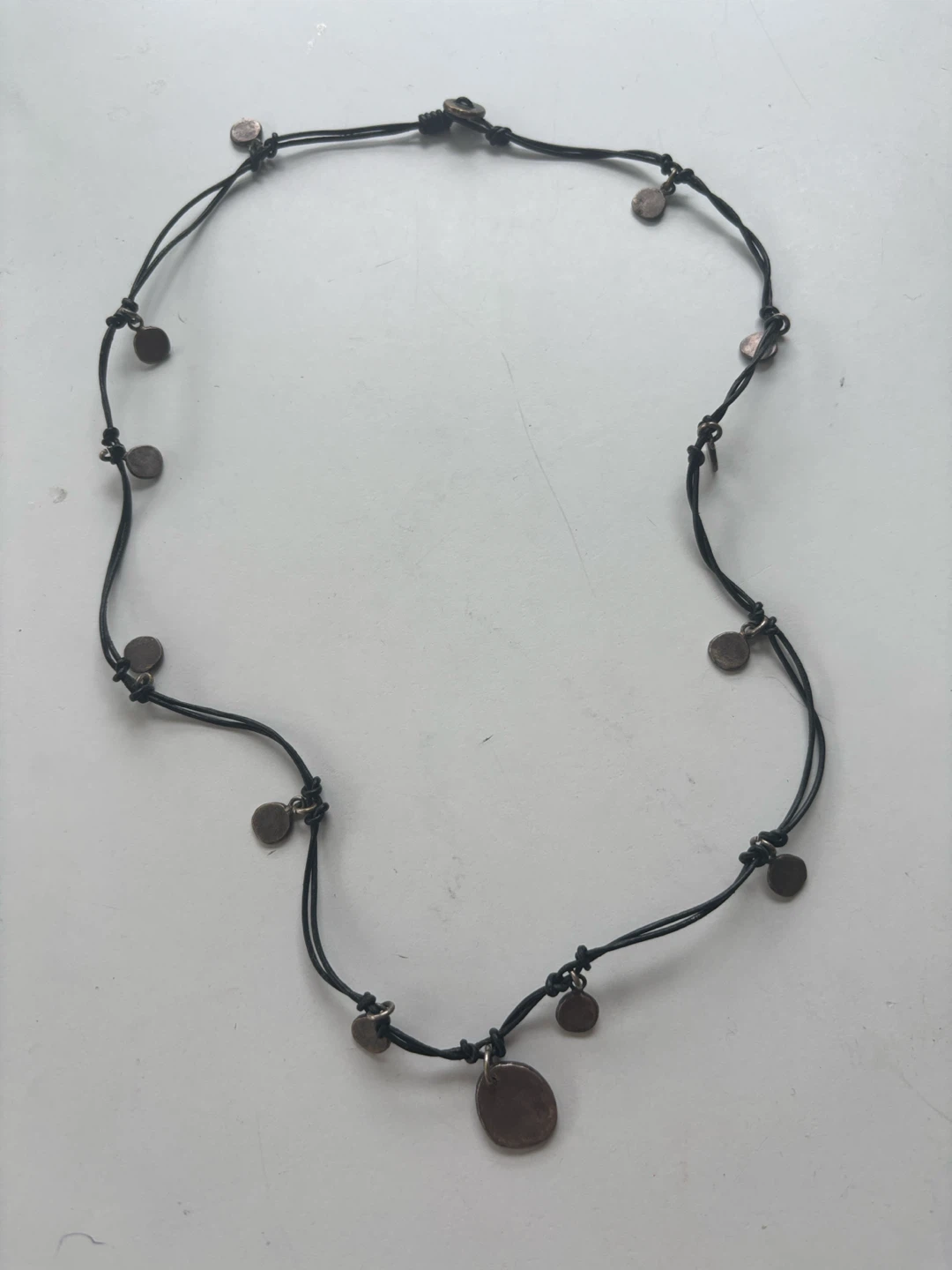 Leather bracelet/ Necklace with Coin Charms