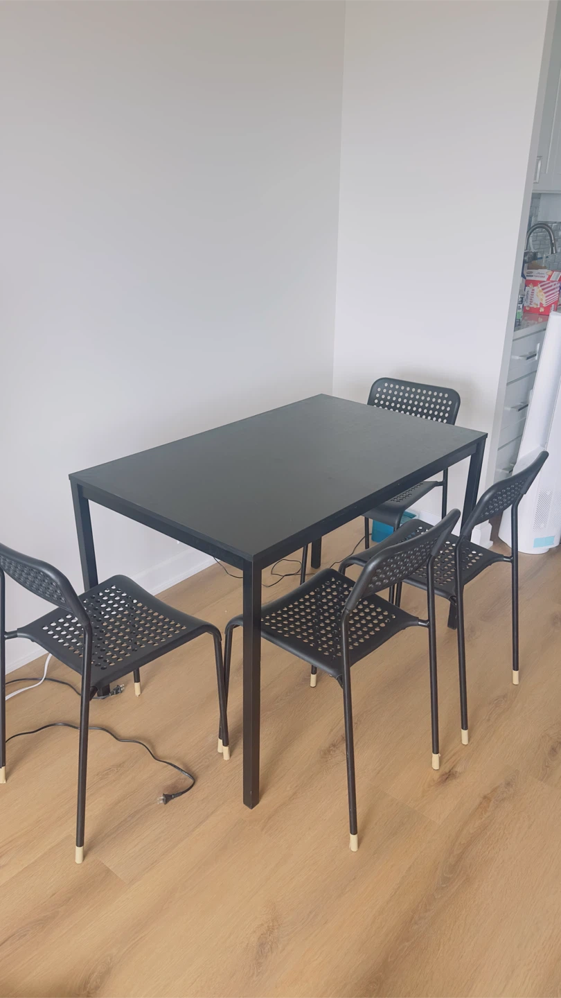 Black Dining Table and Chairs Set