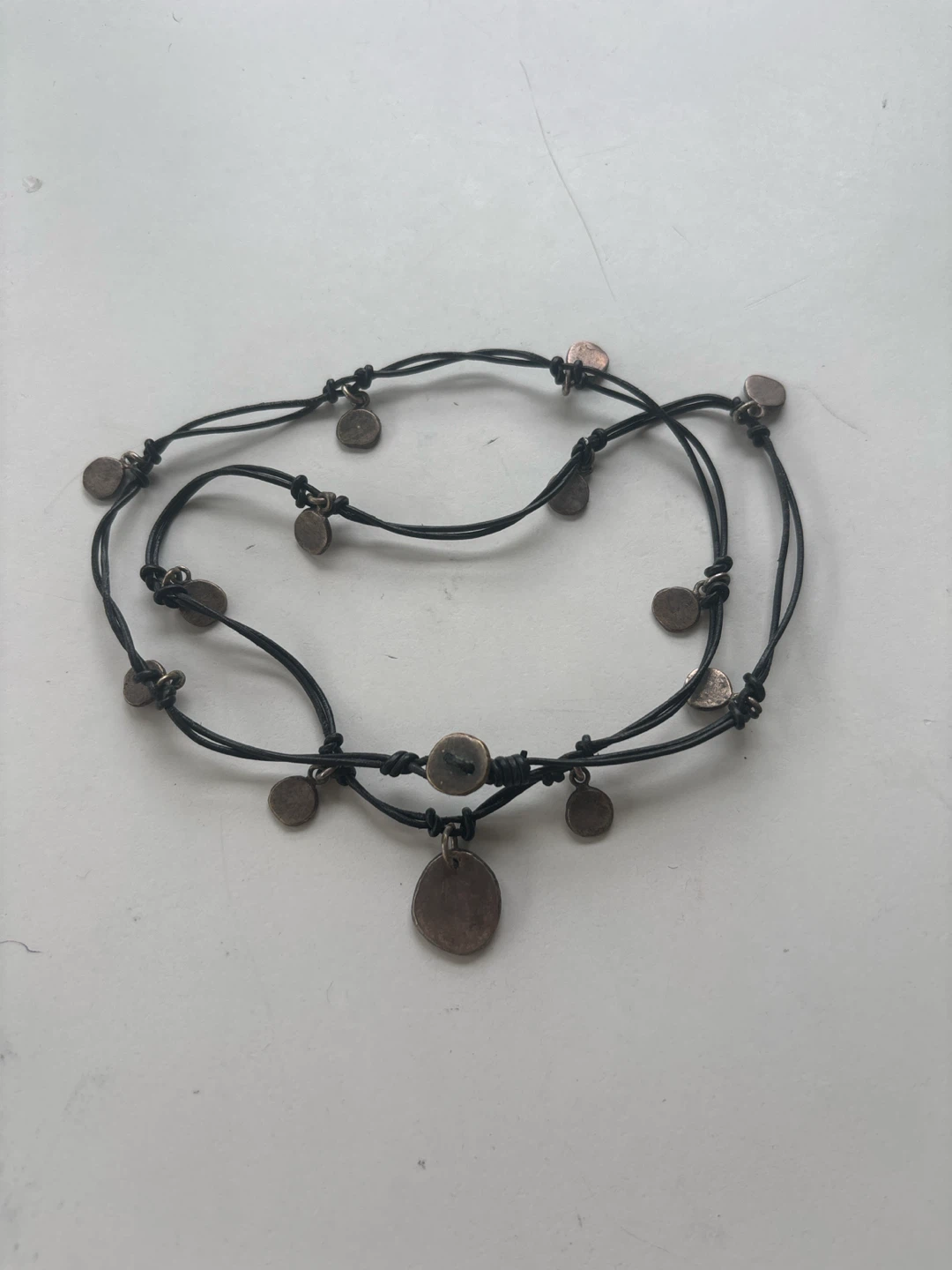 Leather bracelet/ Necklace with Coin Charms - photo 3
