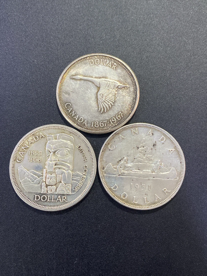 Canada Dollar Coins - 1951, 1958, 1967 - photo 2