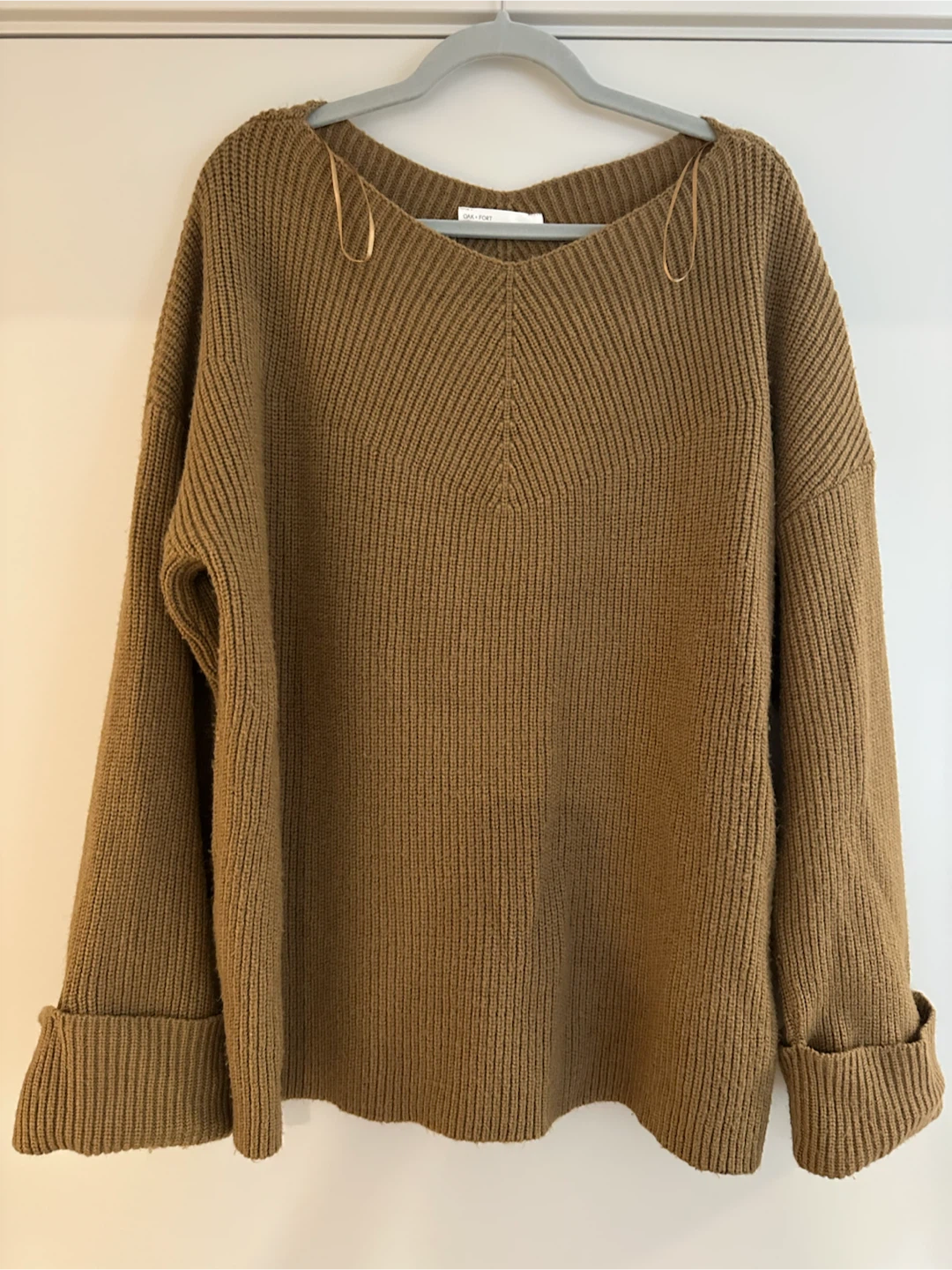 Oak & Fort Brown Ribbed Knit Sweater L size