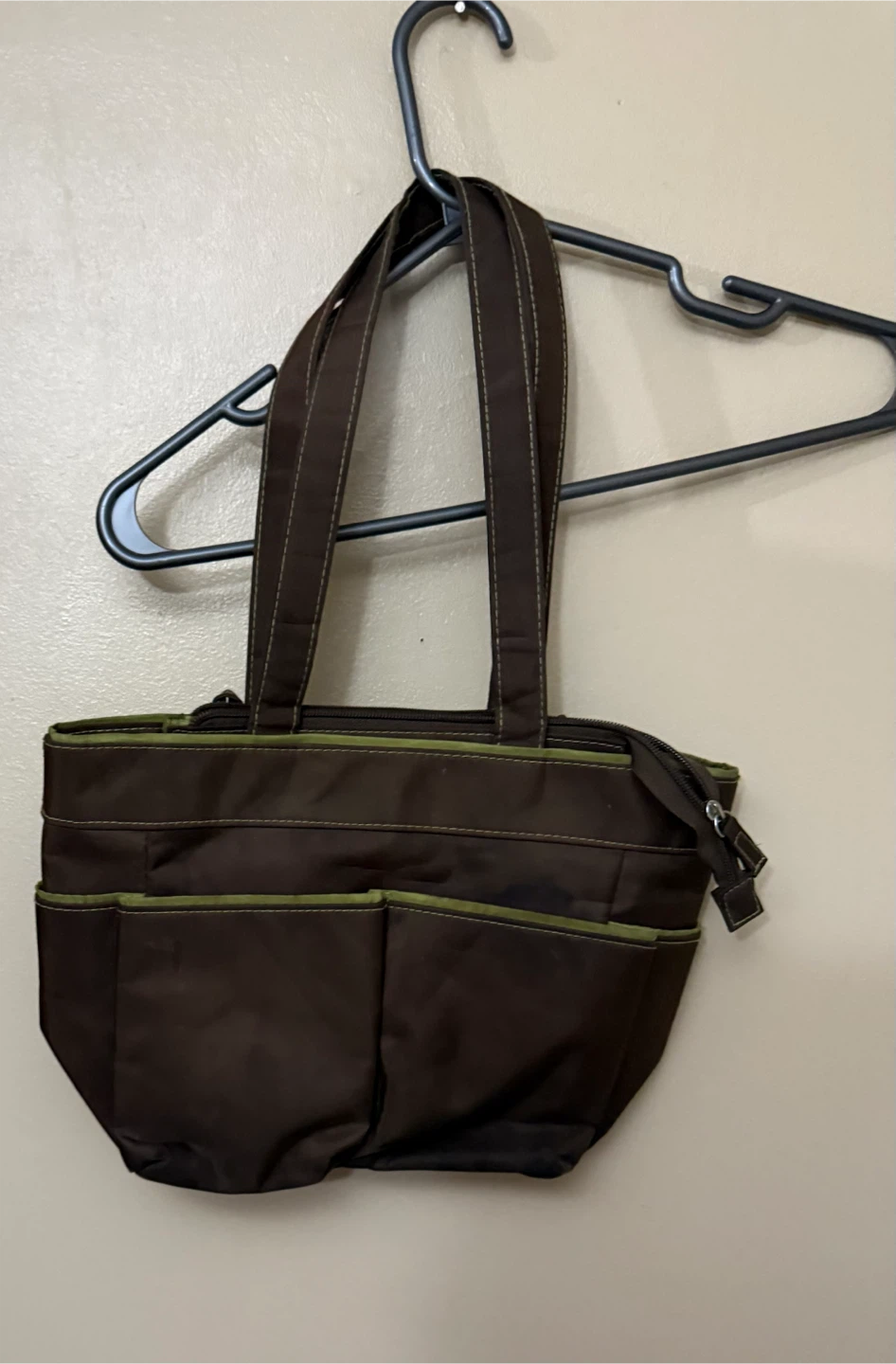 Brown with Green Trim On the Go Diaper Bag
