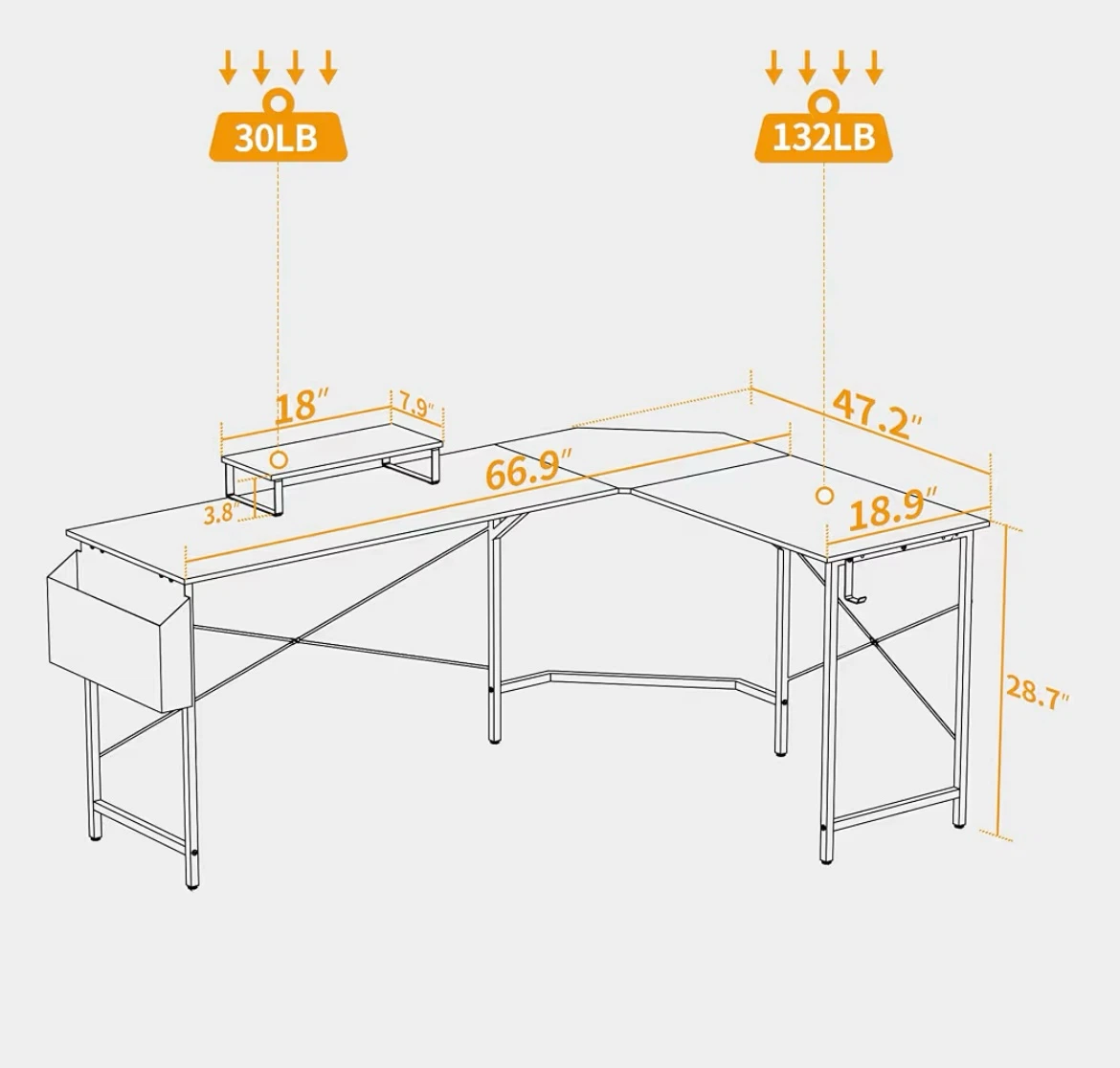 L shaped desk white - photo 3