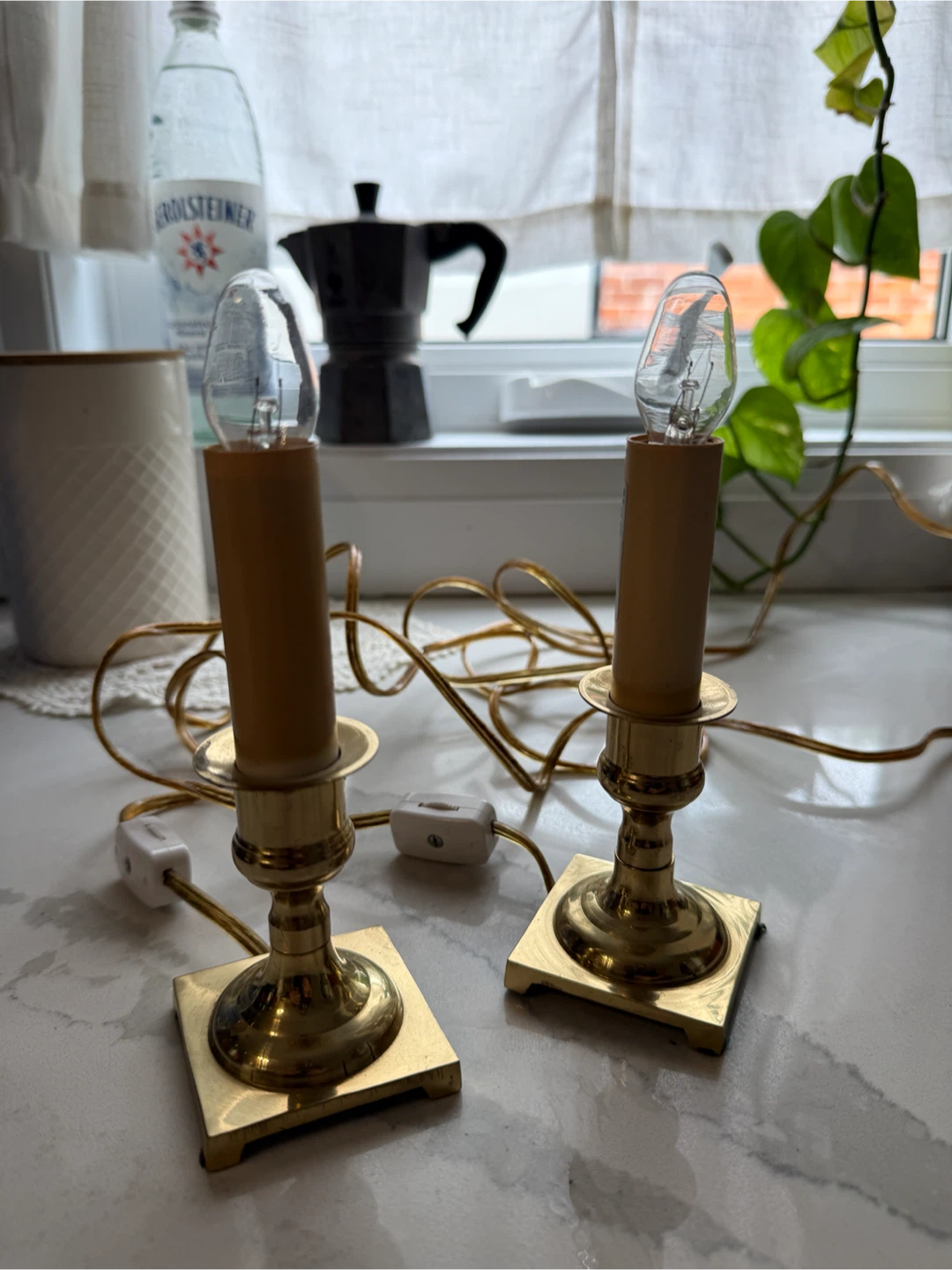 Vintage Brass Taper Candle Lamps - Set of 2 - photo 2