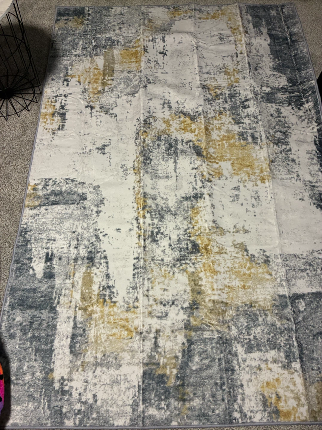 Area Rug - Grey, White, Yellow Abstract Design 4*6