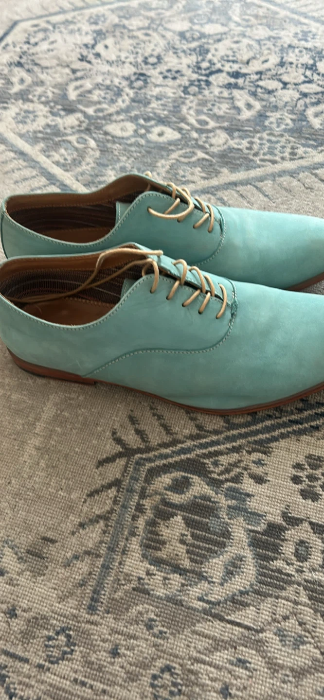 Aqua Suede Oxford Shoes