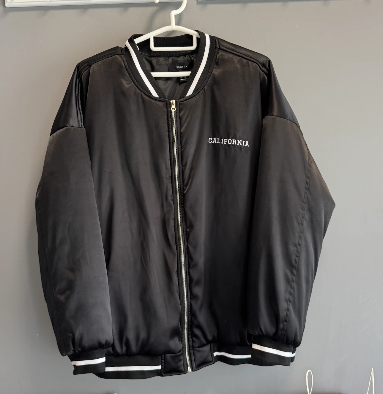 Forever 21+ Black Bomber Jacket Los Angeles California