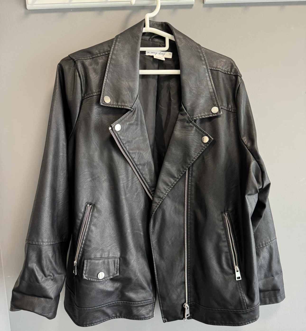 Black Faux Leather Moto Jacket