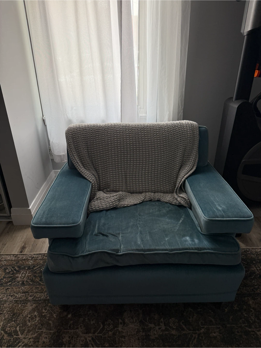 Vintage Teal Velvet Armchair