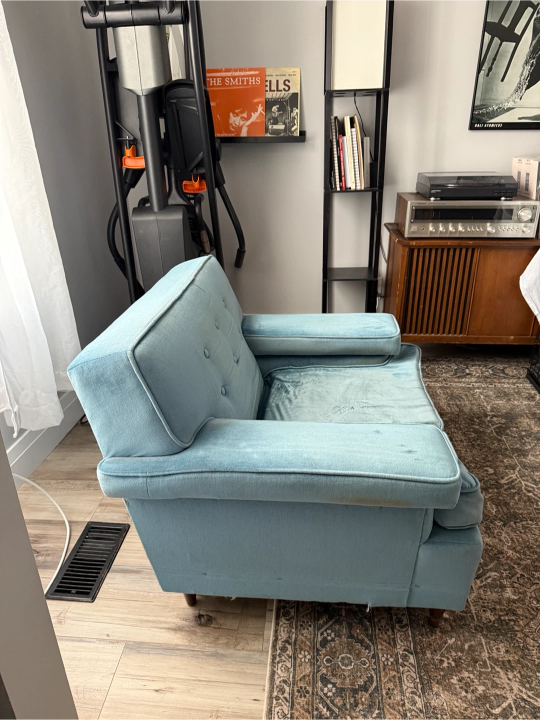 Vintage Teal Velvet Armchair - photo 2