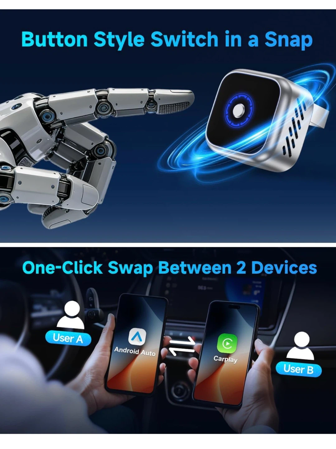 Ultra Mini Wireless Android Auto & CarPlay Adapter - photo 2