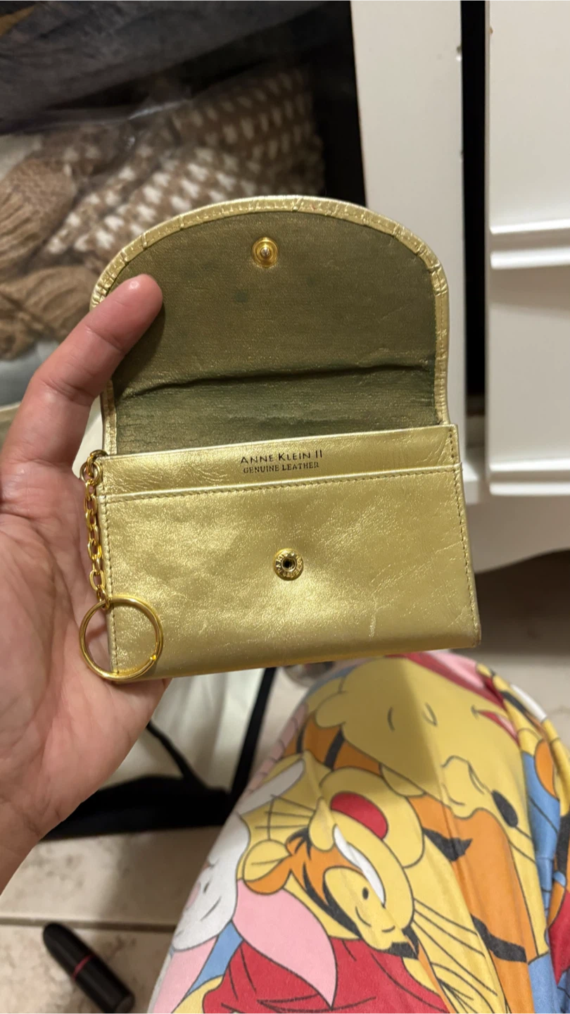 Anne Klein II Gold Genuine Leather Wallet with Key Ring