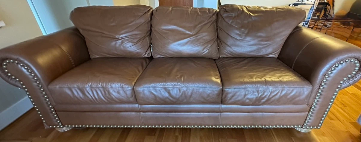 Brown Genuine Leather Sofa - photo 2