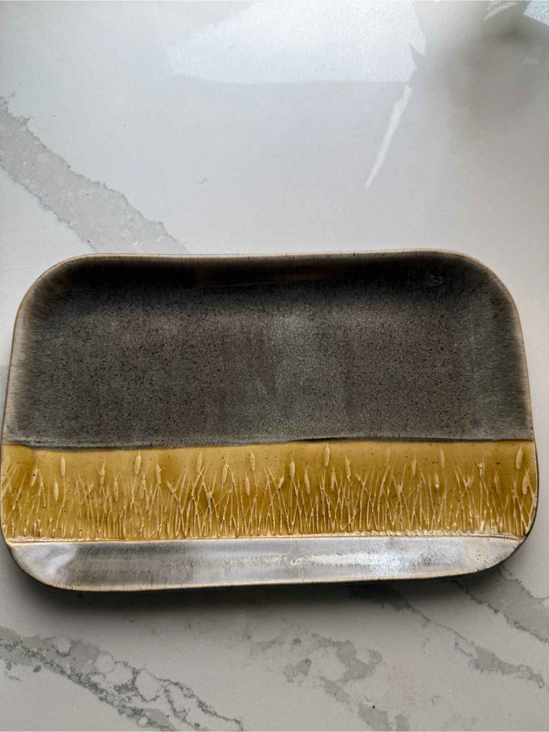 Rectangular Ceramic Tray with Wheat Design