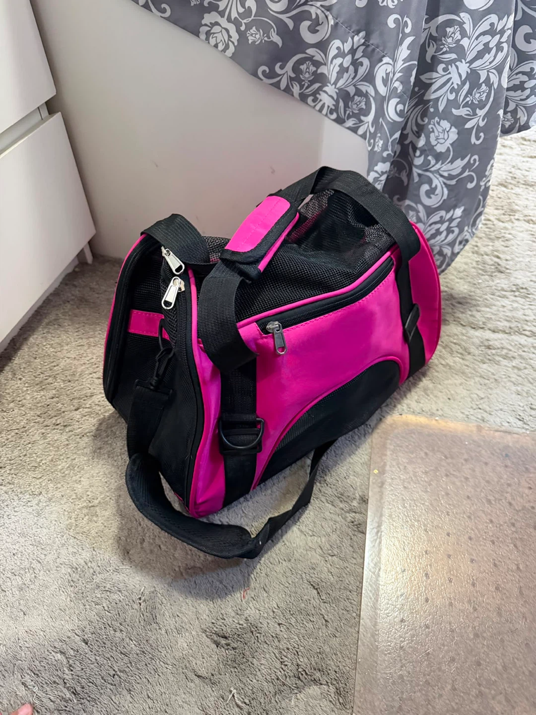 Pink and Black Pet Carrier Bag