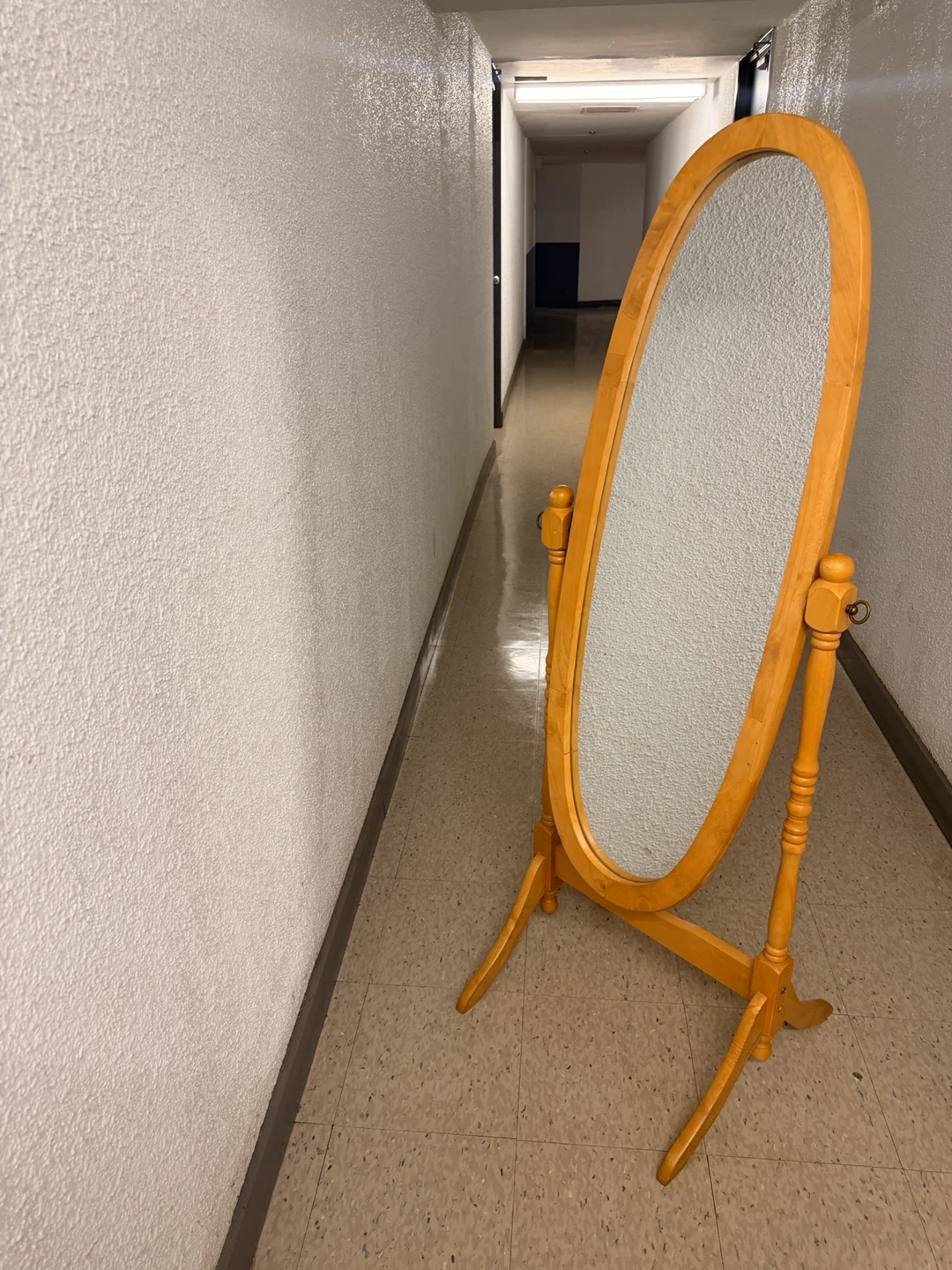 Wooden Oval Full Length Mirror