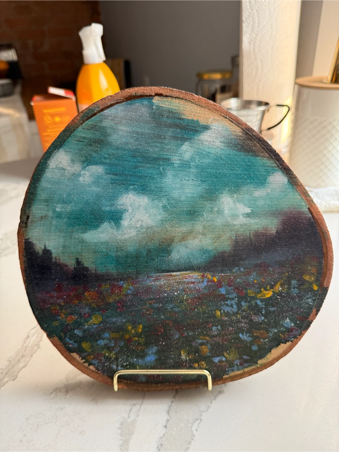 Absolem Ink Wood Slice Painting