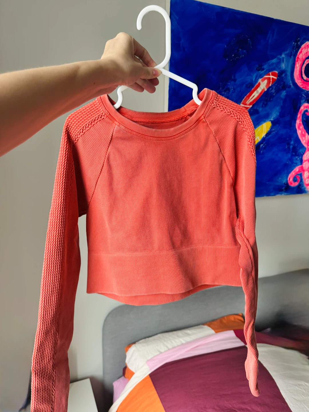 Coral Long Sleeve Cropped Top