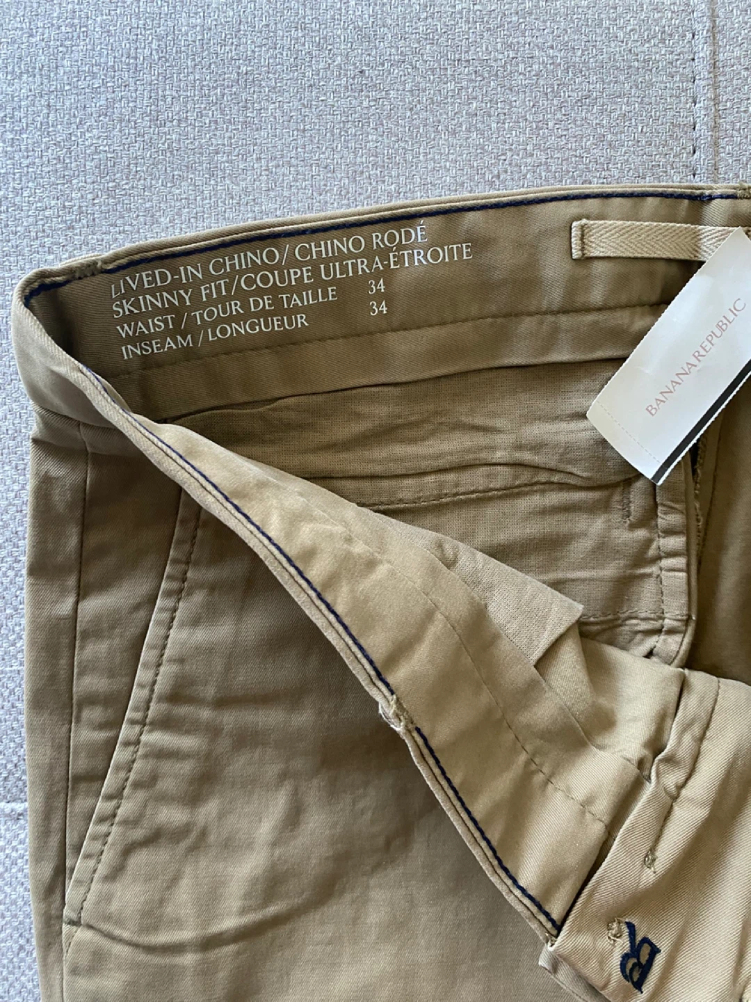 Banana Republic Chino Skinny Fit Pants Beige Size 34 - photo 2