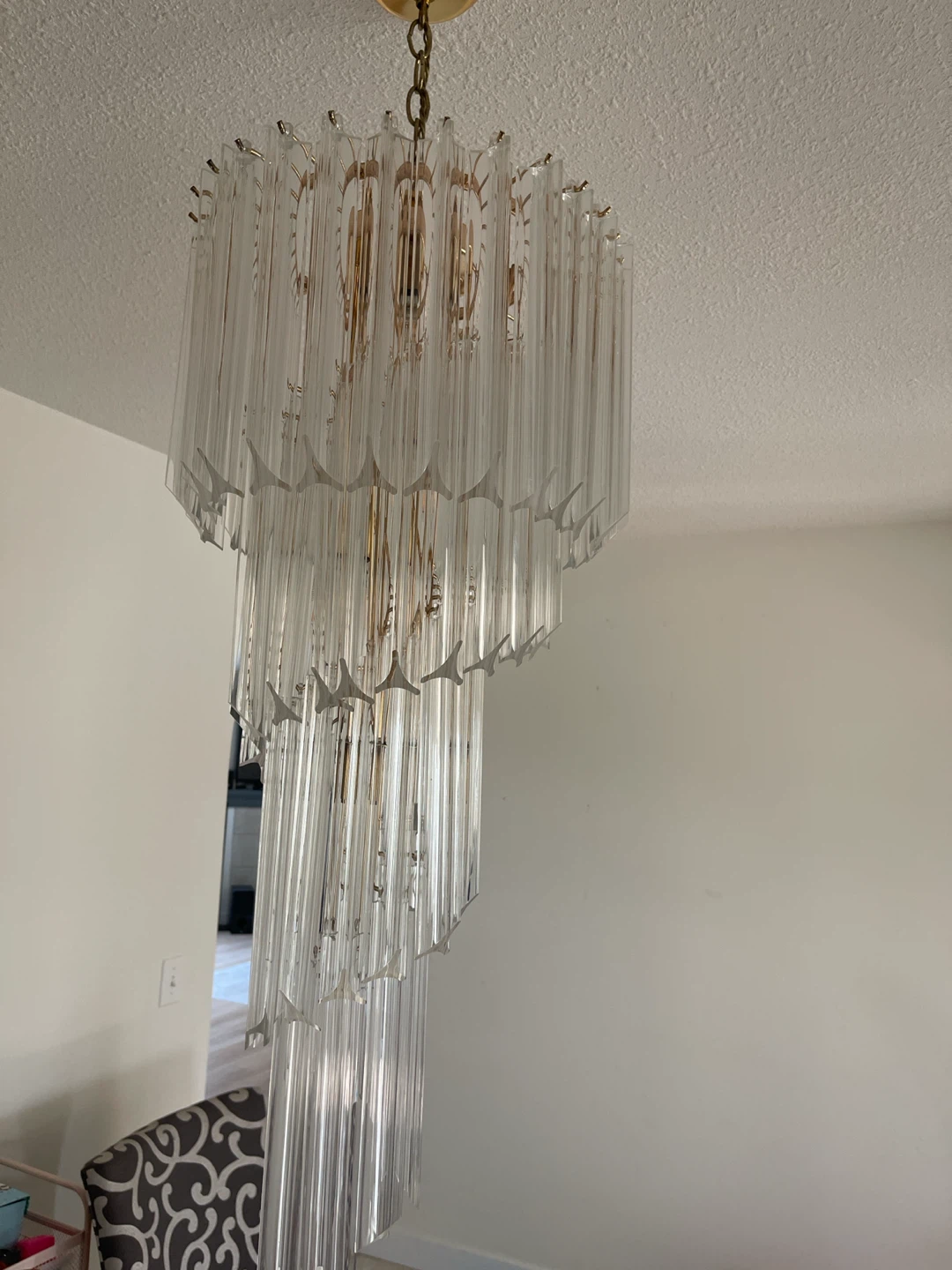 Vintage Clear Acrylic Spiral Chandelier - photo 2
