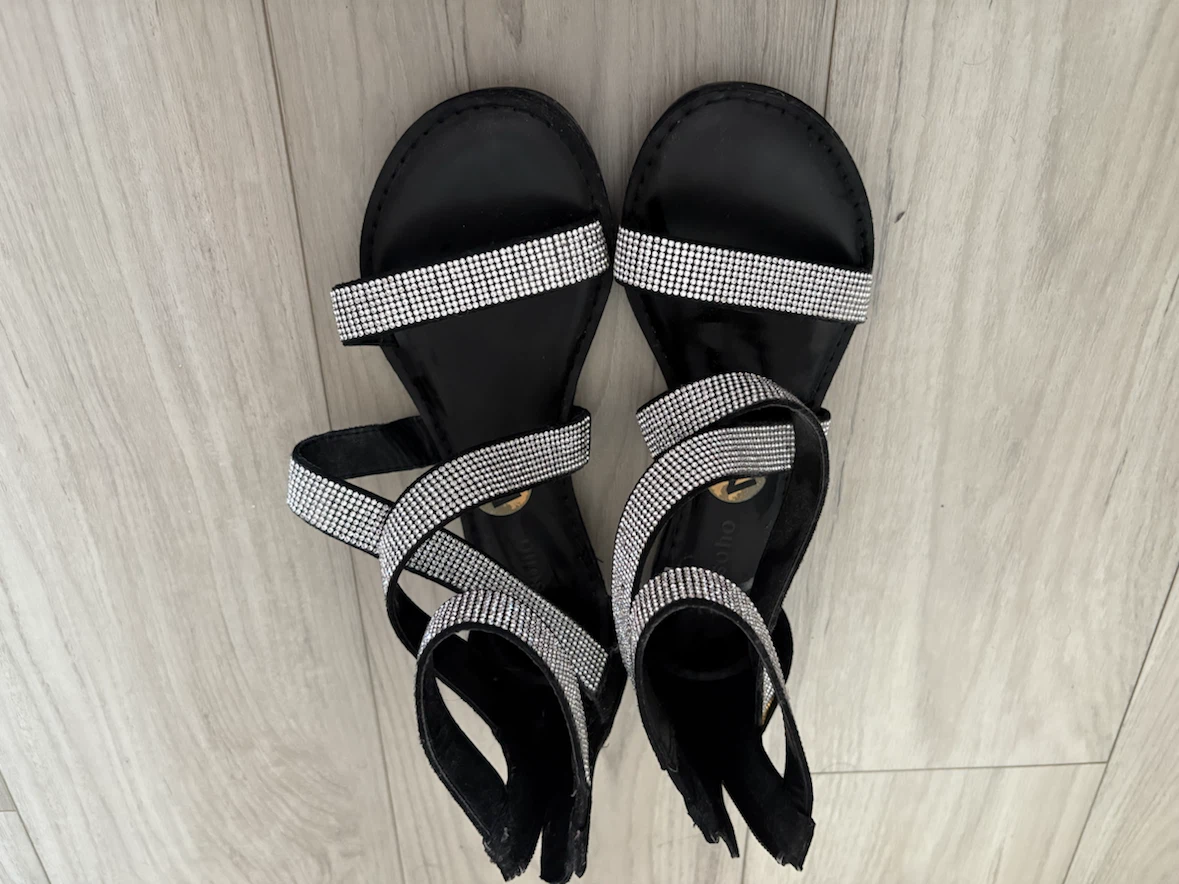 Black Embellished Gladiator Sandals Size 7