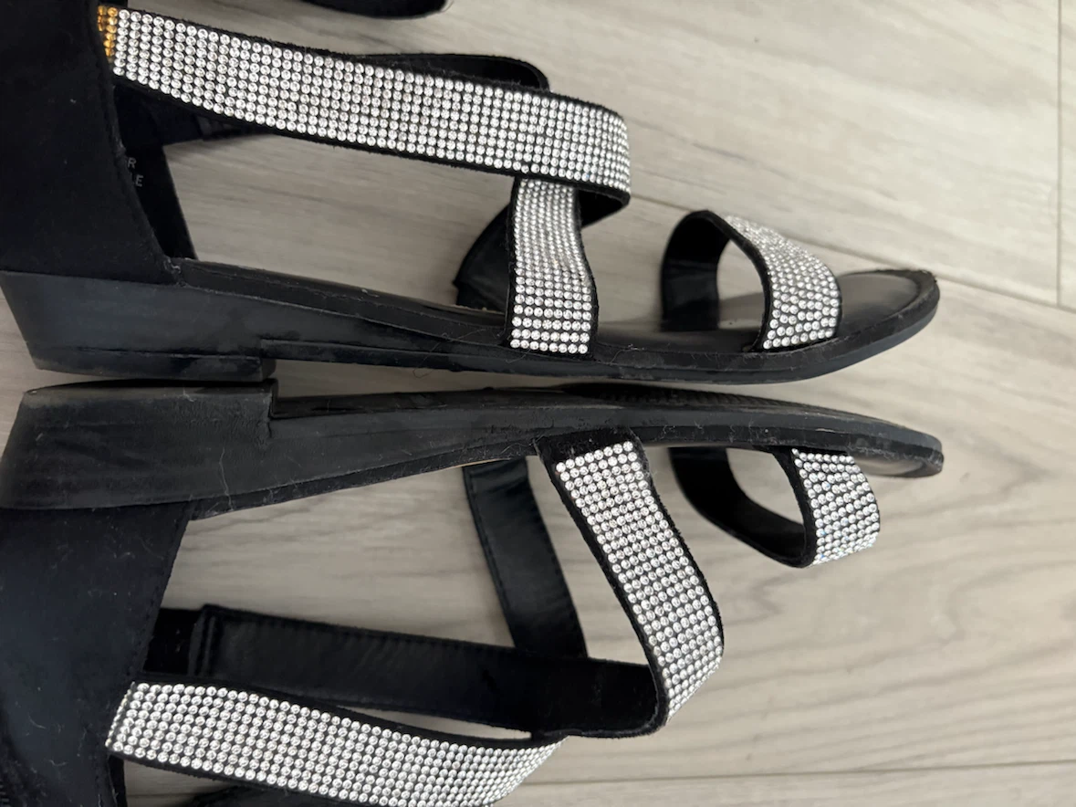 Black Embellished Gladiator Sandals Size 7 - photo 3