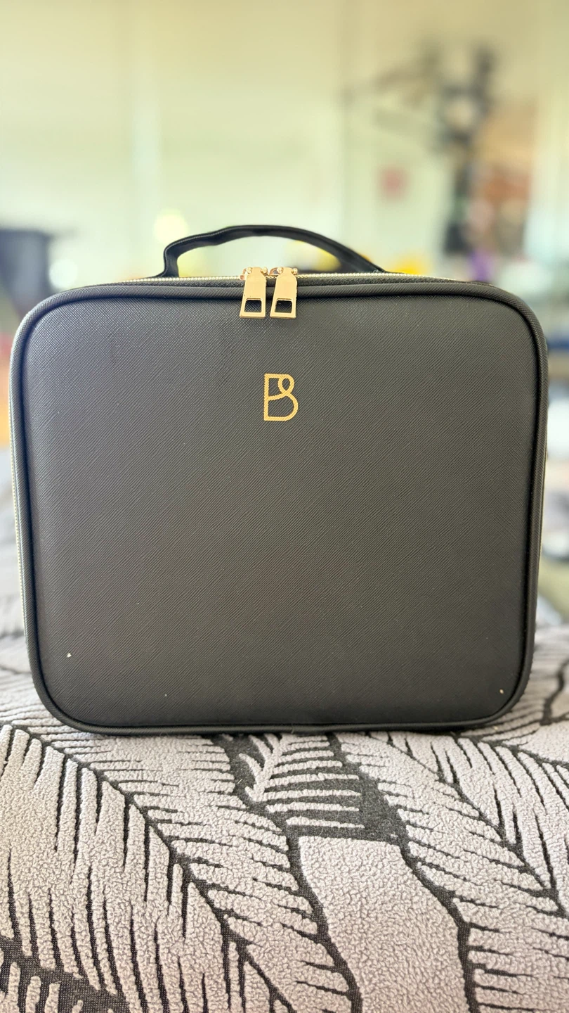 Black Makeup Train Case with Brushes and Mirror - photo 2