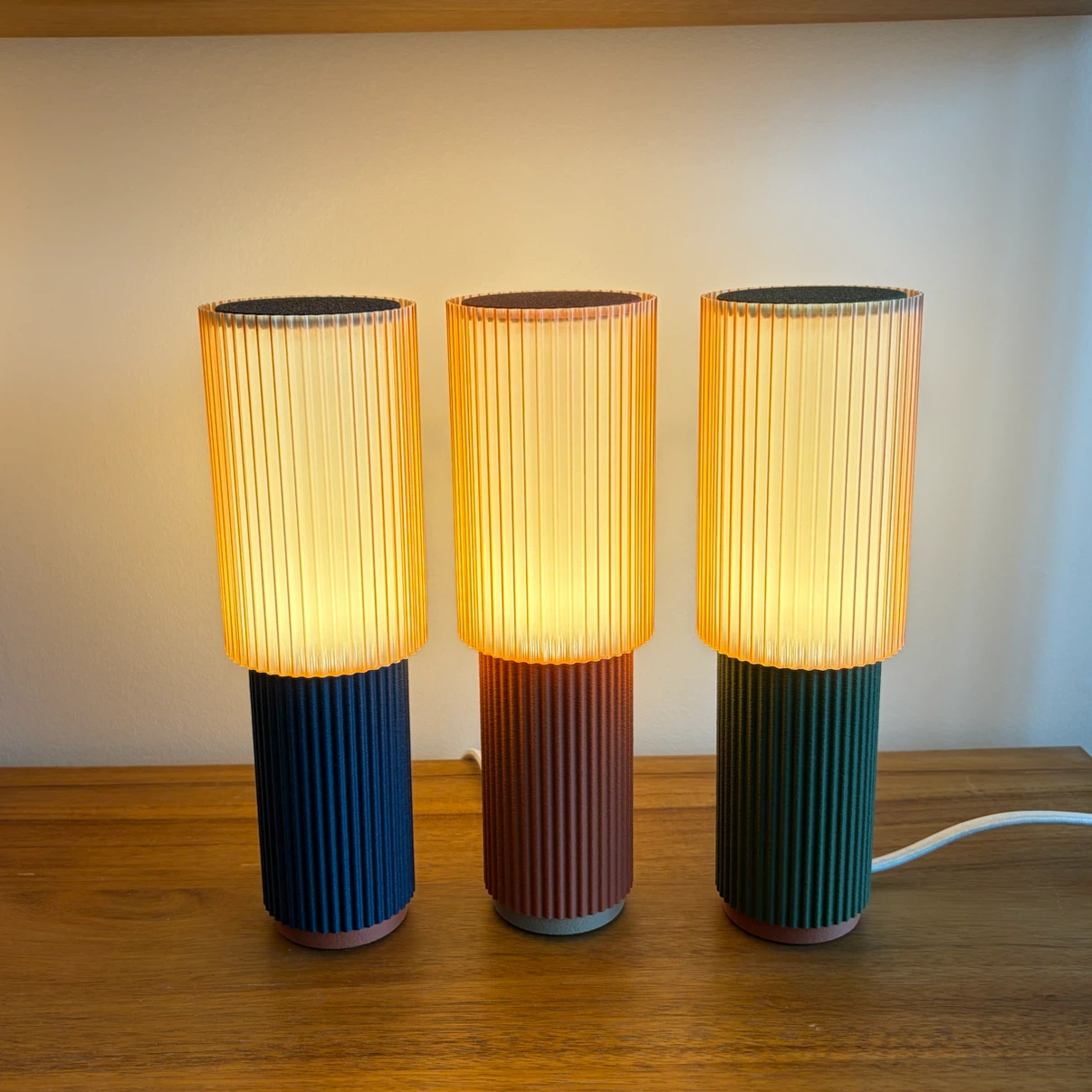 Navy Blue Modern Fluted Table Lamp (E12 LED Included)