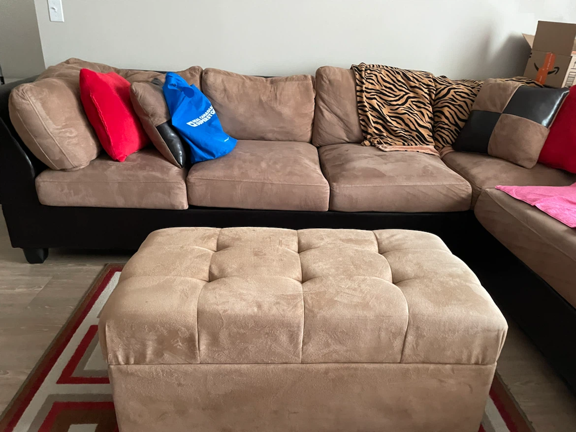 Brown Sectional Sofa with Ottoman - photo 2