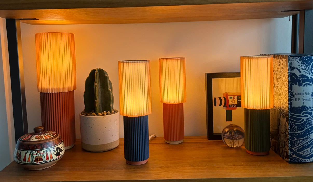 Unique Fluted Table Lamp Burnt Orange - photo 3