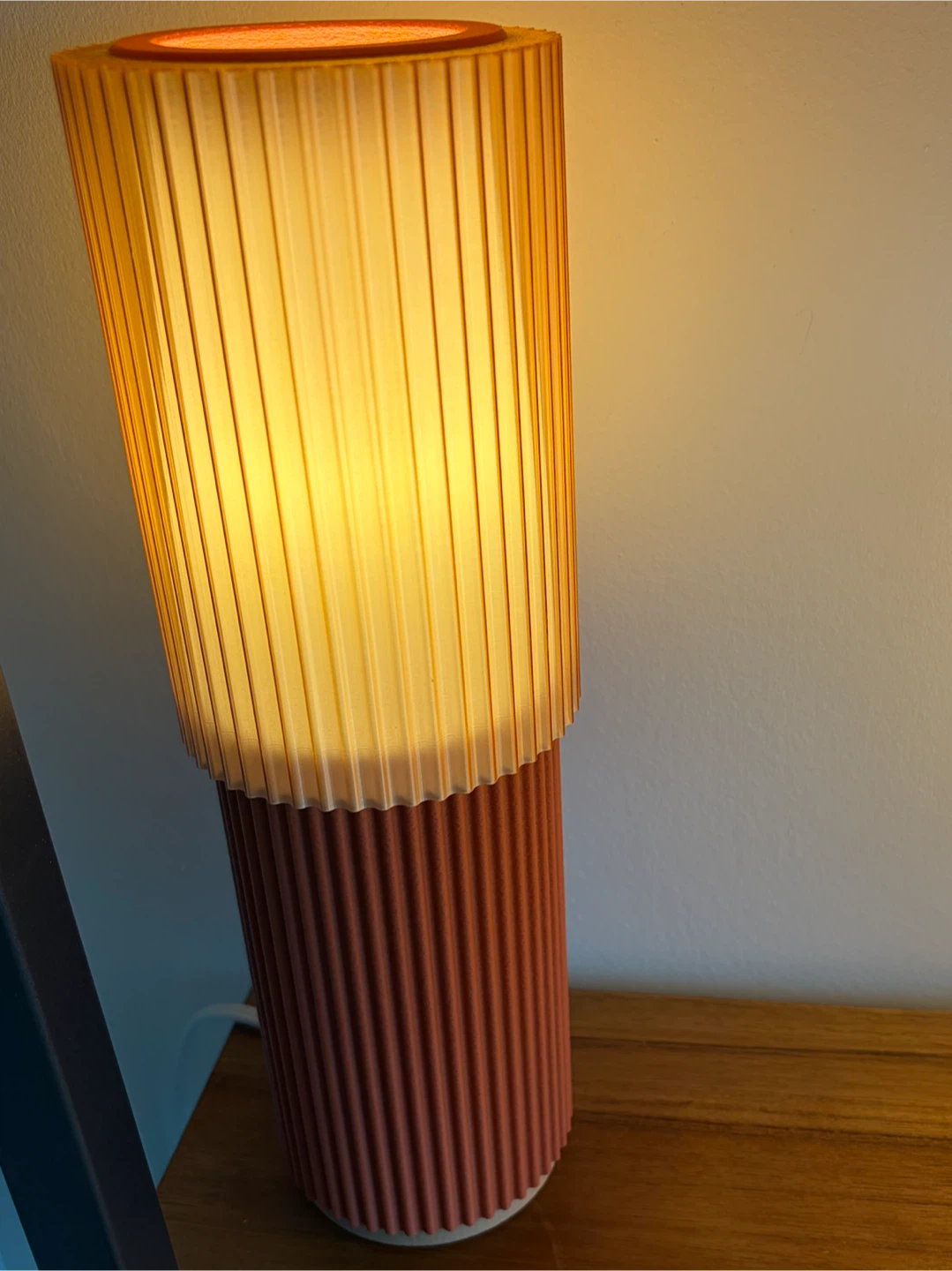 Unique Fluted Table Lamp Burnt Orange - photo 4