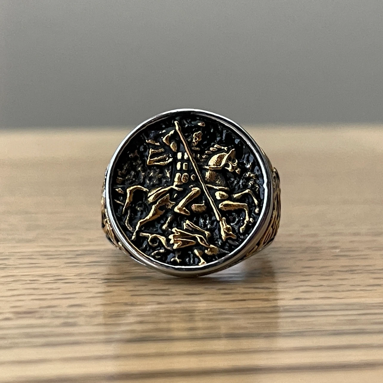 Saint George two tone titanium ring (size 8) - photo 2