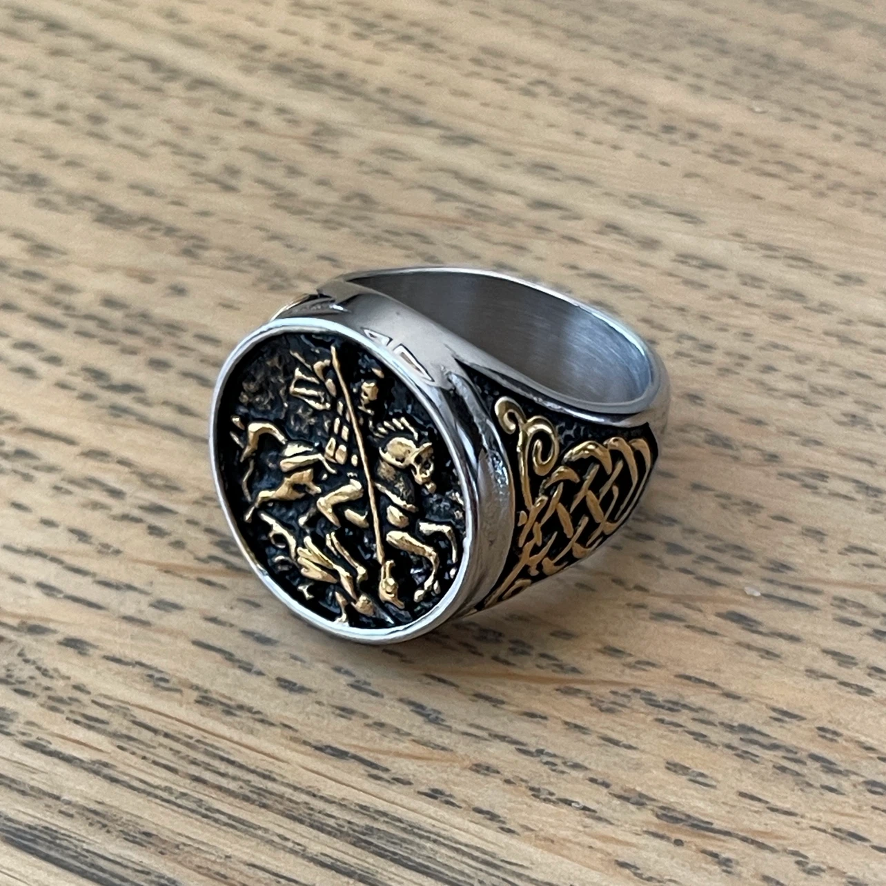 Saint George two tone titanium ring (size 8) - photo 3