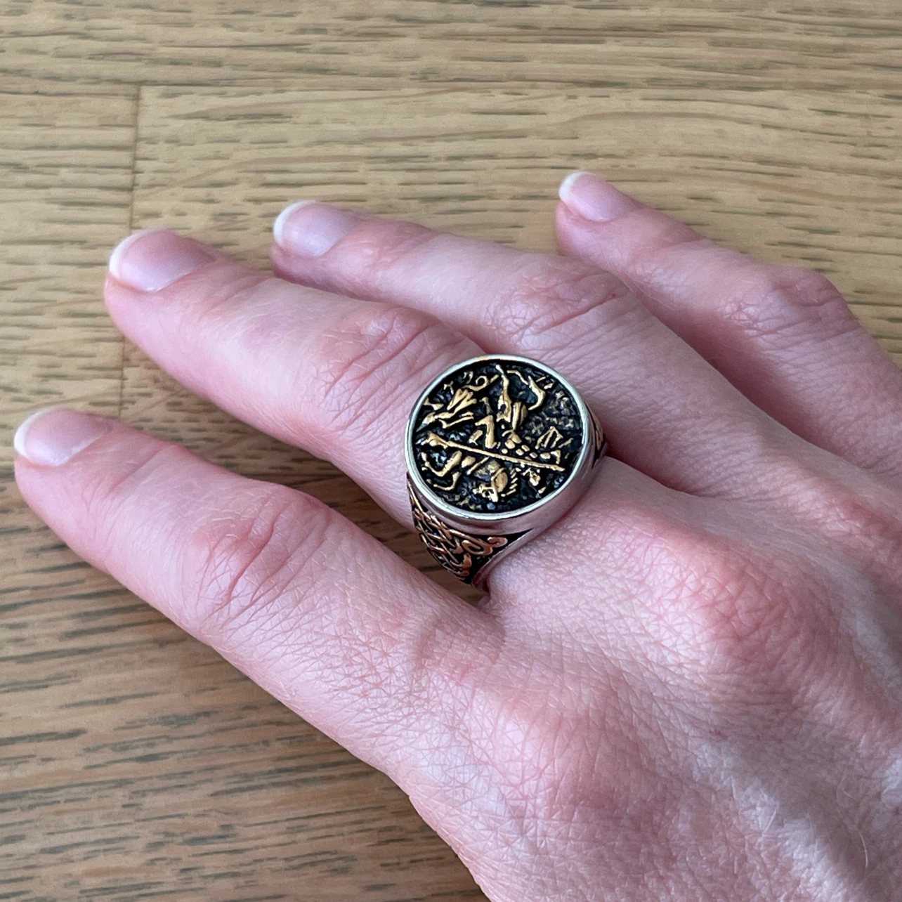 Saint George two tone titanium ring (size 8) - photo 4