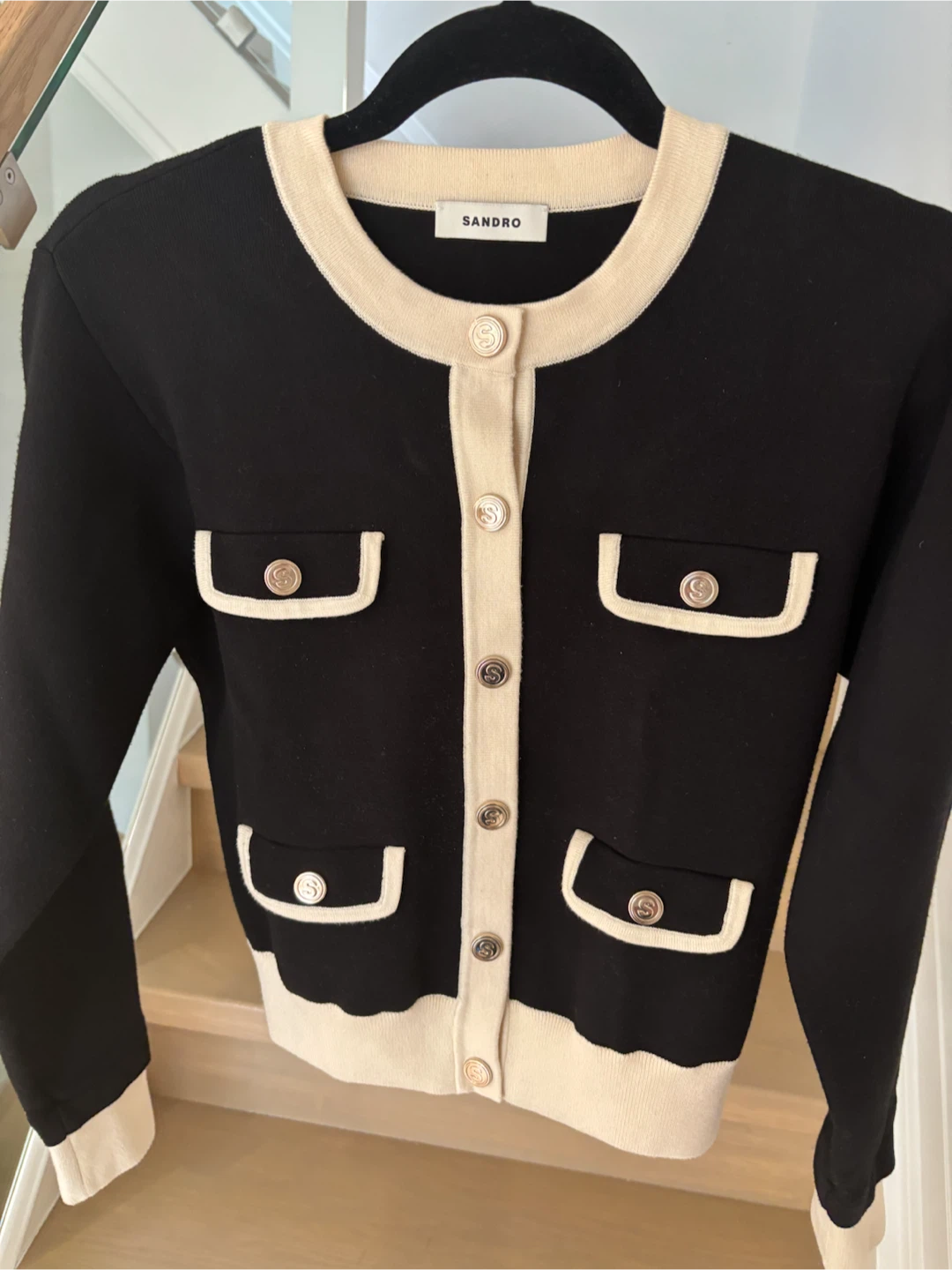 SANDRO Black & Cream Cardigan - photo 2