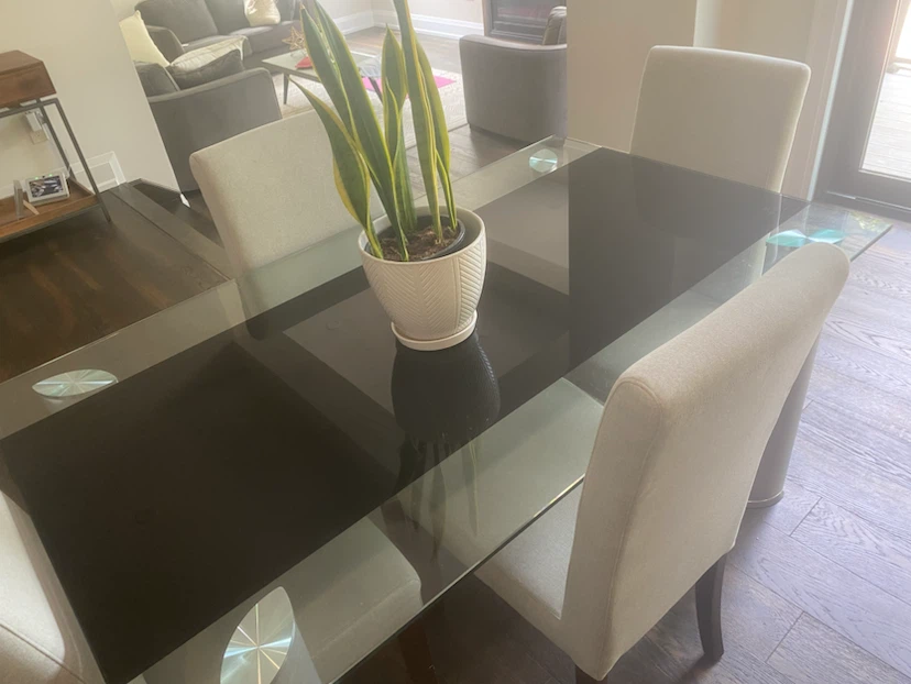 MOVING SALE Glass Dining Table with 4 Chairs