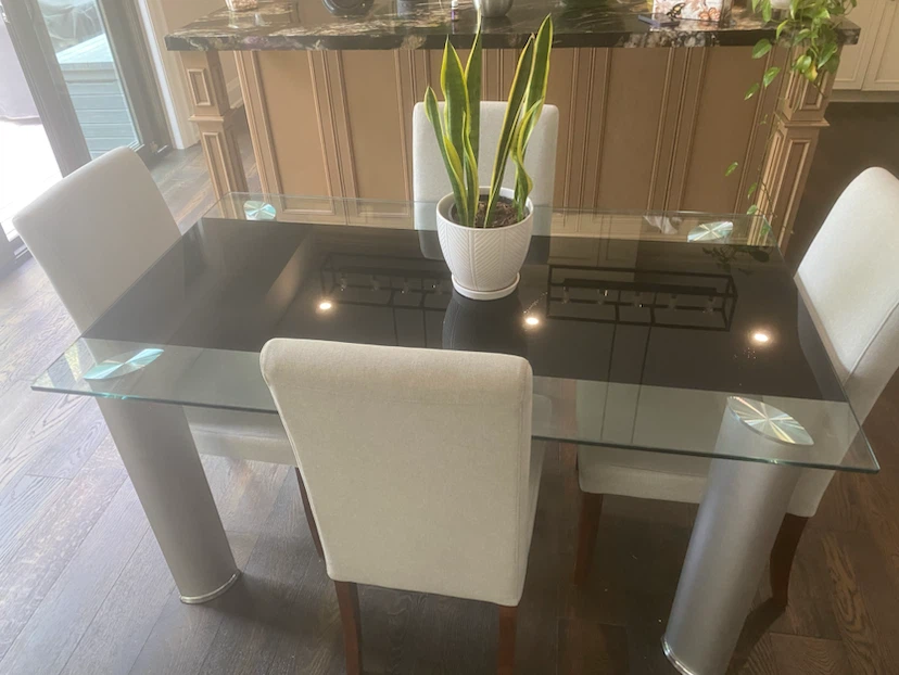 MOVING SALE Glass Dining Table with 4 Chairs - photo 2
