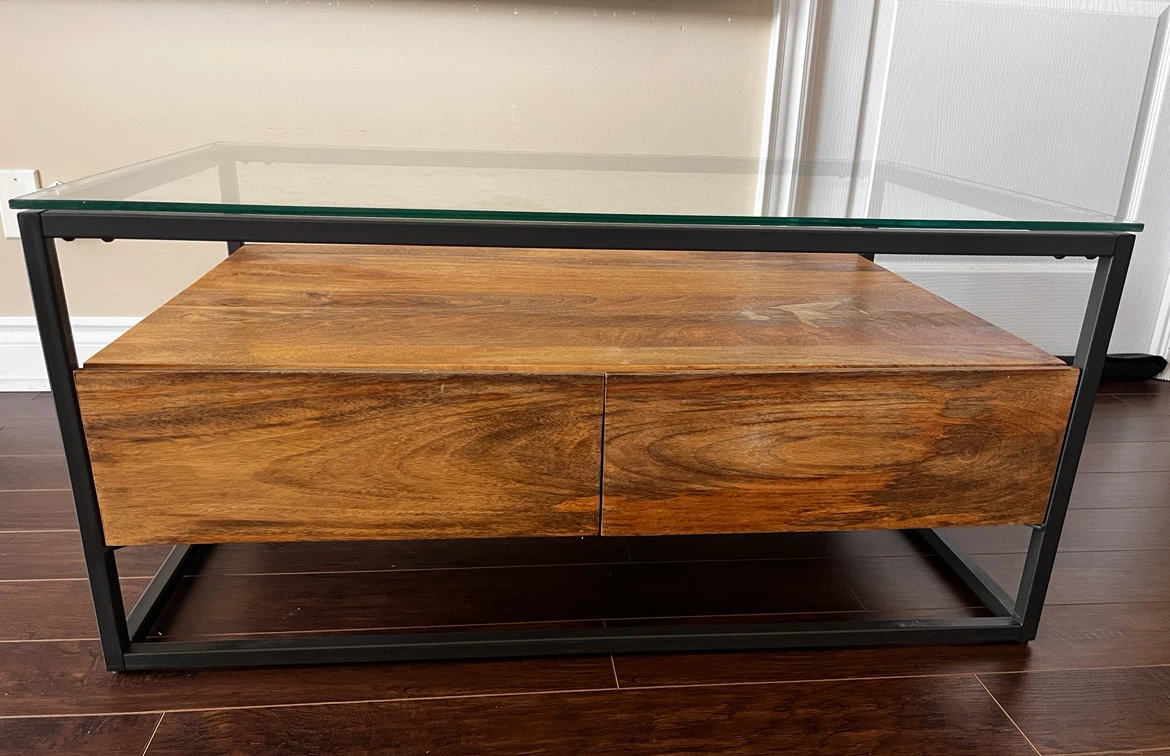 Coffee Table with Drawers and Glass Top - photo 2